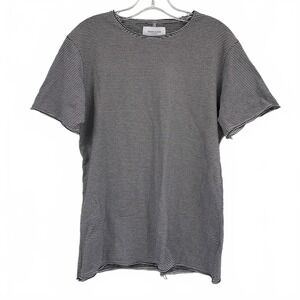 Ovadia & Sons Black & White Striped Tee | Men’s Regular S 100% Cotton